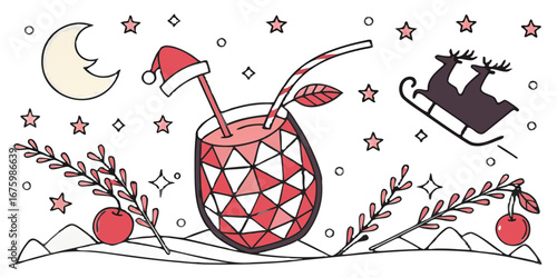 Design whimsical polygon cherry mocktail topped…