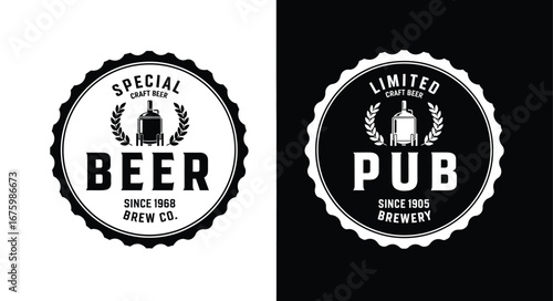 Vintage Craft Beer Pub Brewery Logo Design Emblem Set for Special Brews and Limited Edition Pubs