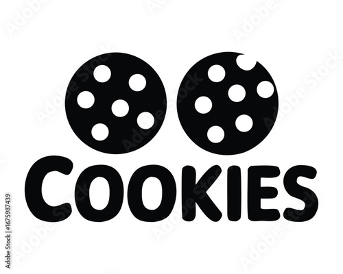 Simple Chocolate Chip Cookie Vector with Text
