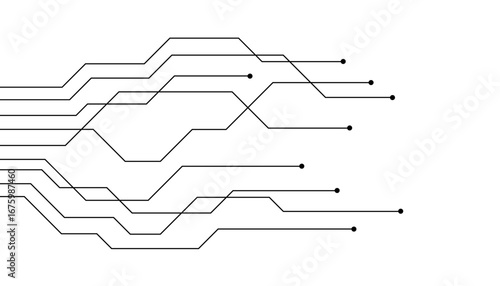 Vector Technology connected white lines and dots with electronics elements on tech bg. Digital technology futuristic internet network speed connection white background.