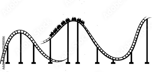 Rollercoaster silhouette vector. Rollercoaster Black flat icon illustration