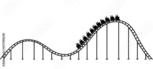 Rollercoaster silhouette vector. Rollercoaster Black flat icon illustration