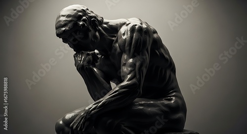 The Thinker Sculpture Deep Contemplation.