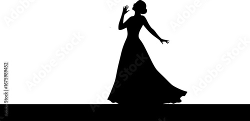 Woman Opera Singer singing vector illustration Silhouette isolated on white background
