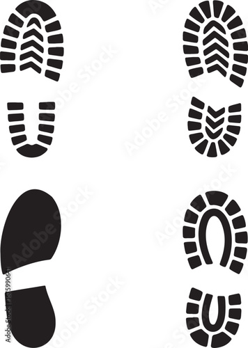 Set of Shoe print silhouette vector illustration isolated On Transparent Background 