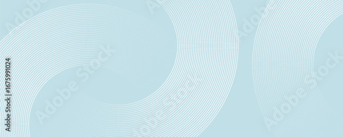 Modern blue abstract background. Glossy white gradient circle lines. Minimalist geometric pattern. Simple graphic elements. Suitable for covers, posters, banners, and brochures.