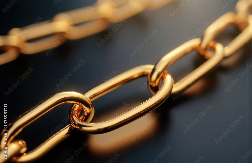 Fototapeta premium Golden chain with large links on dark background creating a luxurious and elegant appearance