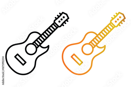 Guitar black and gradient line icon. Simple Guitar outline icon. Vector illustration.