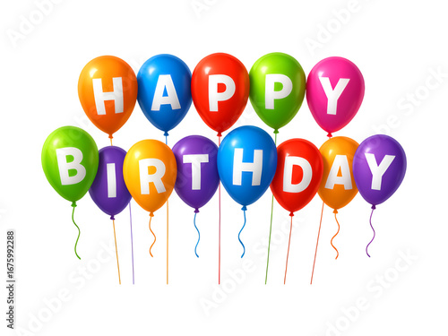 Congratulations happy birthday heavens balls on transparent background