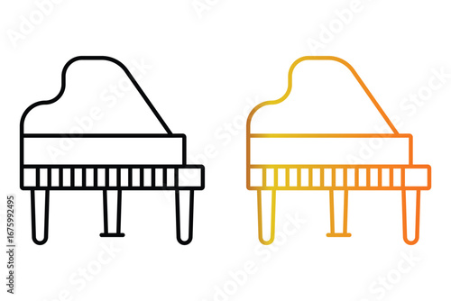 Grand piano black and gradient line icon. Stylish piano keyboard. Minimalist grand piano outline icon. Vector illustration.