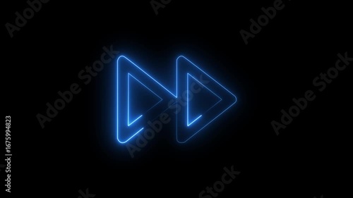 double play arrows, white animated forward motion arrows on black background representing fast forward skip next functions. Animation of looping rewind button concept. Rewind Graphic icon Background. 