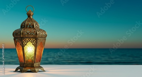 Glowing Lantern at Sunset