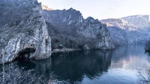 Wallpaper Mural Matka Macedonia - A Calm river between high rocky cliffs in winter. Torontodigital.ca