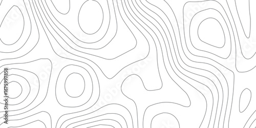 White background abstract topography contour map, wavy curved paper relief pattern, minimal geographic design vector illustration
