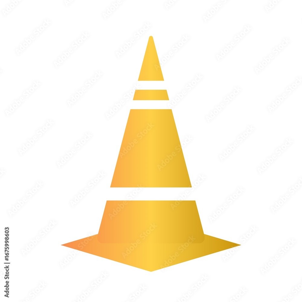 Fototapeta premium yellow traffic cone icon for road safety warning