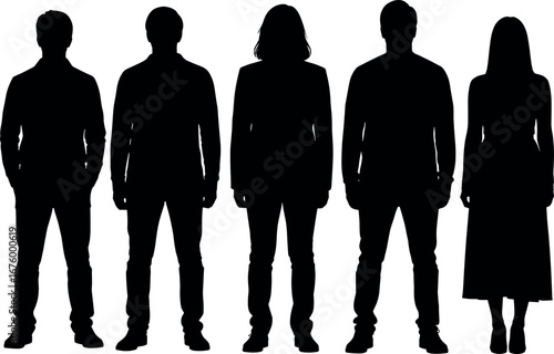 Silhouetted Figure Silhouettes of diverse people in sophisticated attire, creating an atmosphere of intrigue and anonymity.