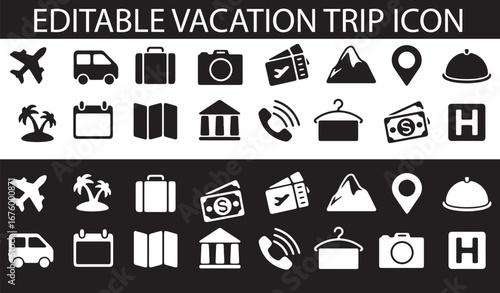 set of vector icon  of vacation trip icon 