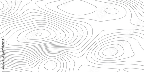 Abstract stylized topographic map seamless pattern, black paper background with flowing white contour lines, mountain elevation design, geographic relief, and terrain illustration.