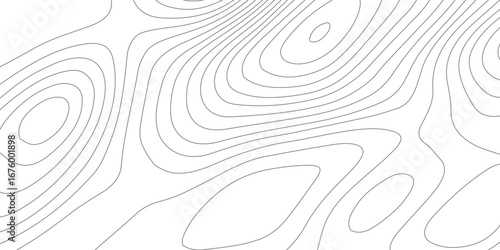 Abstract seamless geographic contour map design with black and white topographic lines, mountain elevation relief, terrain mapping, and subtle paper-textured background effect.