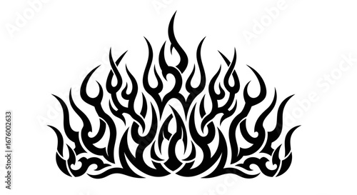 Stylized Black Tribal Flame Tattoo Design Vector Illustration.