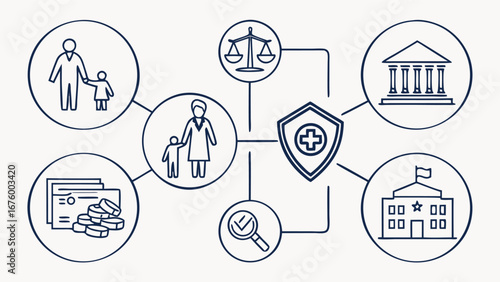 Comprehensive social policy icons set for various applications and services