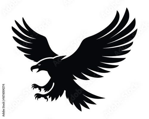 Majestic eagle silhouette fiercely soaring with wings spread wide majestic bird of prey power