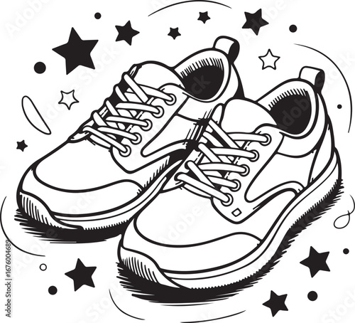 Sneakers on white gray and black backgrounds