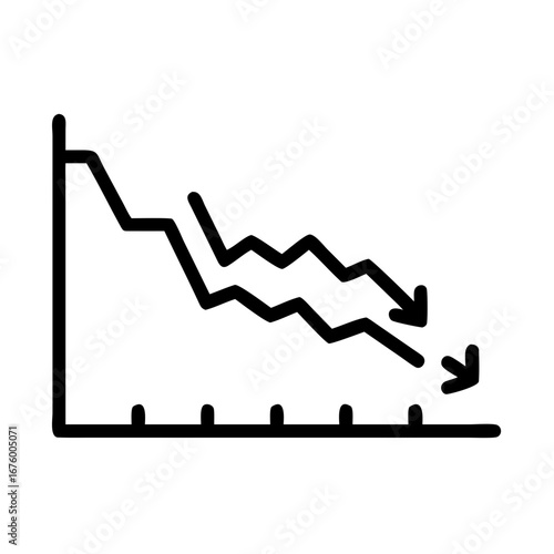 Two downward trending line graphs with arrows indicating a decrease in value on a chart graph image