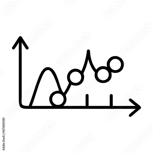 Line graph showing an upward trend with circles plotted along the line and axis labels present on graph