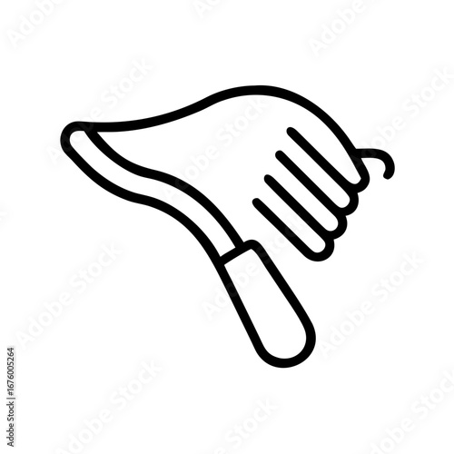 Illustration of a dental floss threader with a handle and floss loop for oral hygiene and dental care
