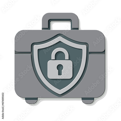 3d briefcase with padlock emblem symbolizing secure business protection