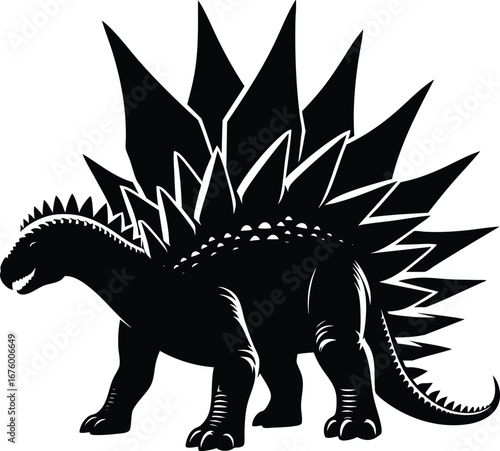 Giant Stegosaurus dinosaur vector illustration isolated on white background
