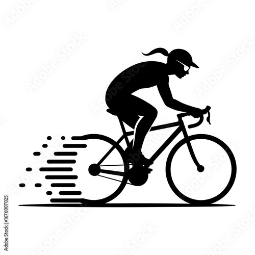 silhouette cyclist riding a bike with motion effect vector illustration for sports and fitness