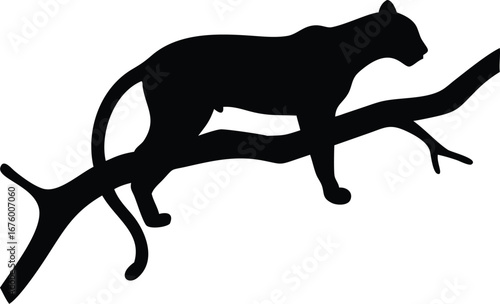 Majestic leopard silhouette perched gracefully on a tree branch wild cat wildlife art