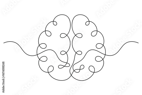 Konstfotografi Abstract Human Brain One Line Art Vector Creative Minimalist Continuous Drawing Design