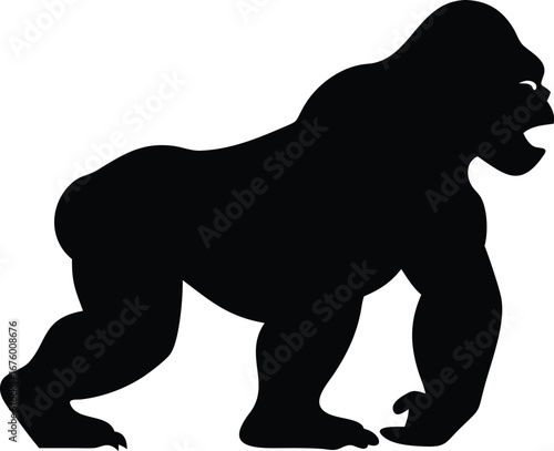 Powerful gorilla silhouette chest beating aggressive primate mammal animal symbol icon