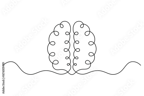 Abstract Human Brain One Line Art Vector Creative Minimalist Continuous Drawing Design. illustration