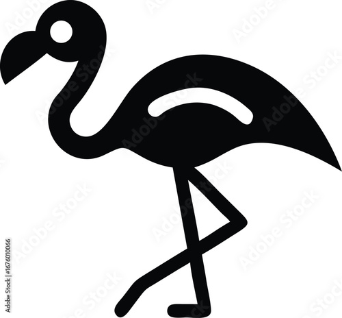Elegant flamingo silhouette standing gracefully on one leg tropical bird art