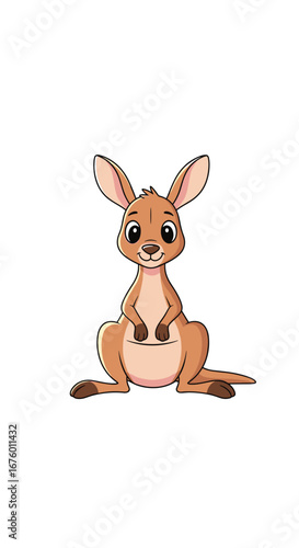 Cute baby kangaroo sitting in a pouch adorable marsupial illustration