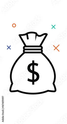 Money bag filled with dollars represents financial wealth and economic prosperity symbolizing currency and investment