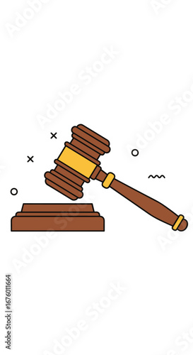 Symbol of justice and law hammer auction gavel used in courtrooms for legal decisions and rulings