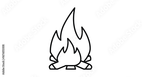 Stylized Outline of a Campfire with Burning Logs.