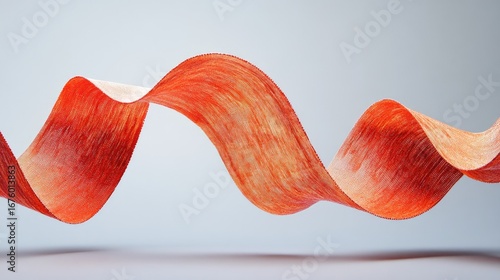 A dynamic ribbon of textured scarlet material.