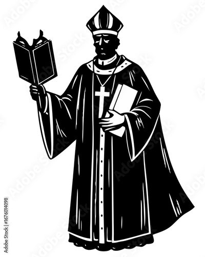 Bishop Preaching Silhouette Art