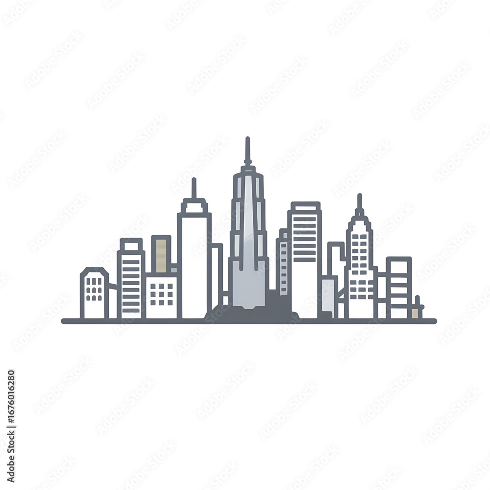 Fototapeta premium Minimal cityscape symbol for travel and tourism.