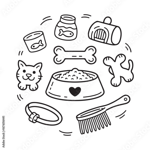 Pet Food and Accessories Outline Icons