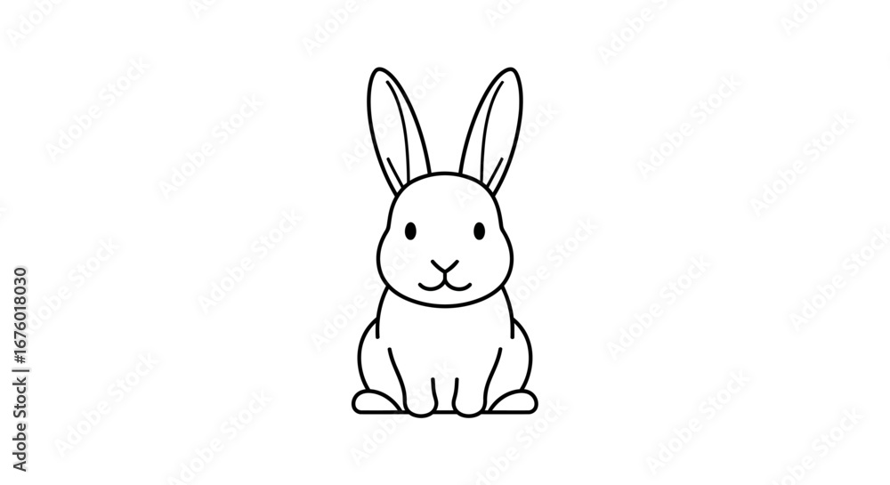 Fototapeta premium Simple Line Drawing of a Cute Rabbit.