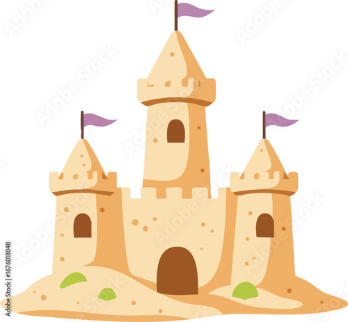 Sandcastle on beach summer holiday childhood imagination