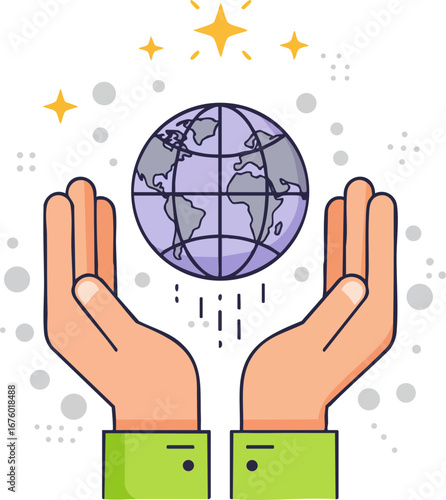 Hands Holding Globe Symbolizing Global Connection and Environmental Care