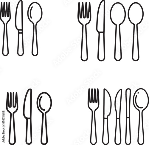 Vector illustration of fork spoon and knife cutlery set for dining and kitchen use